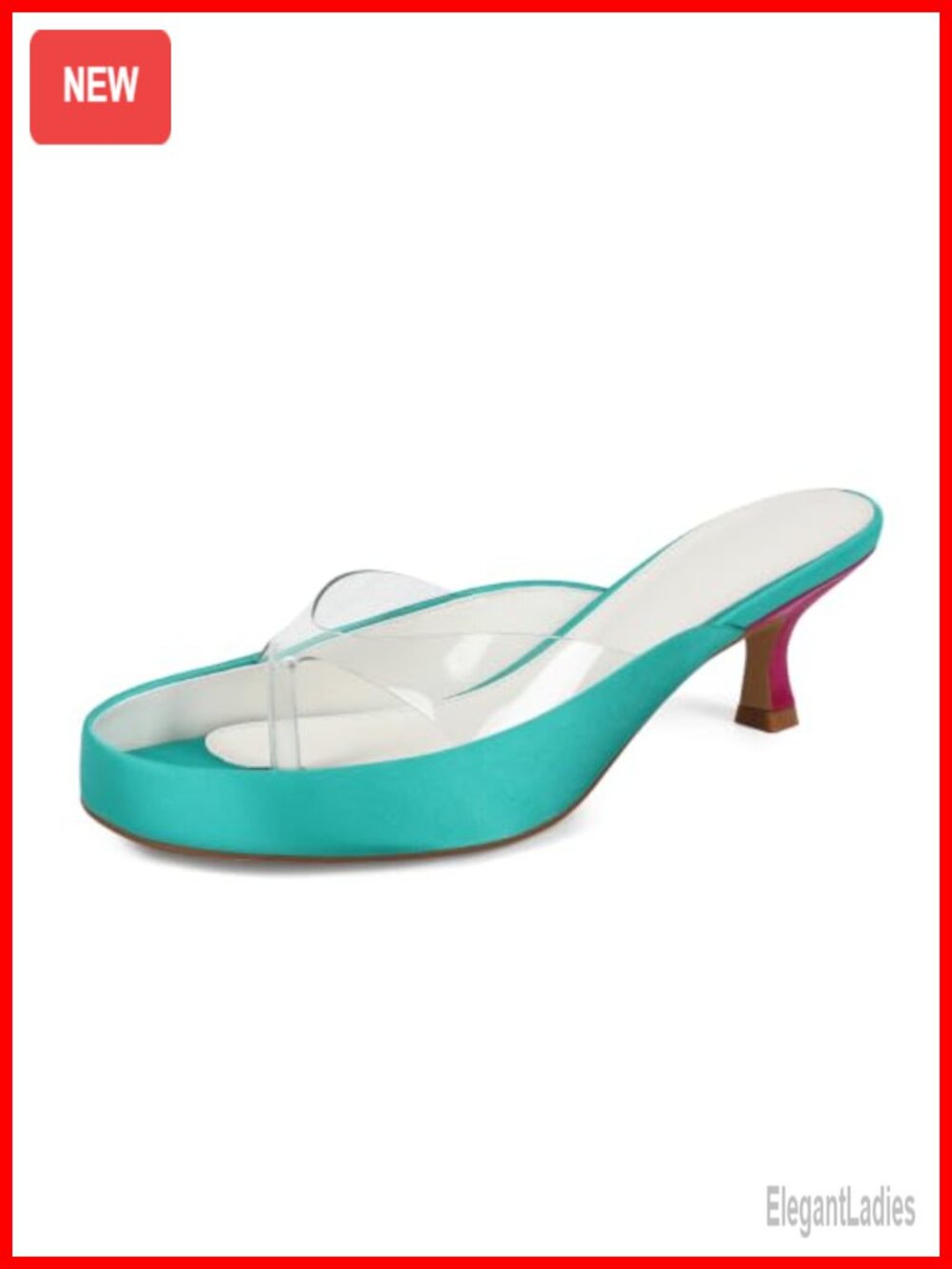Women Clear Jelly Kitten Heel Thong Sandals Open Toe Slip On Flip Flops